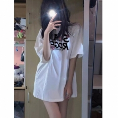 纯棉美式复古短袖t恤女hiphop设计感小众夏季2023新款宽松上衣ins 2xl 白色