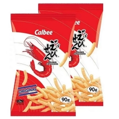 泰国进口 Calbee/卡乐比薯片膨化食品 原味虾条 休闲零食90g*2